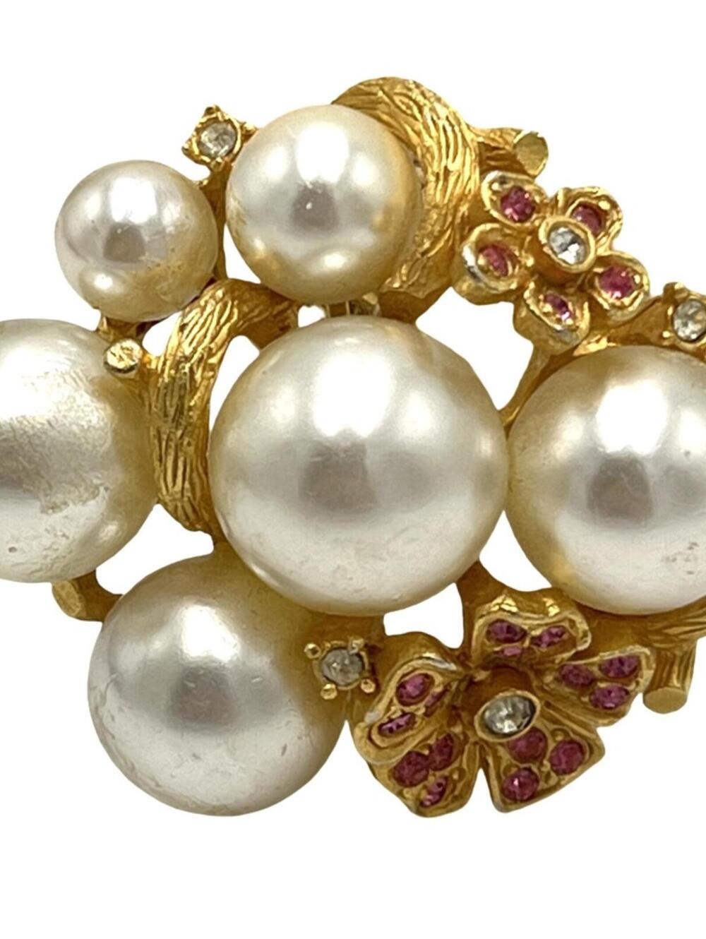 Ivana Goldtone Faux Pearl & Rhinestone Statement Brooch